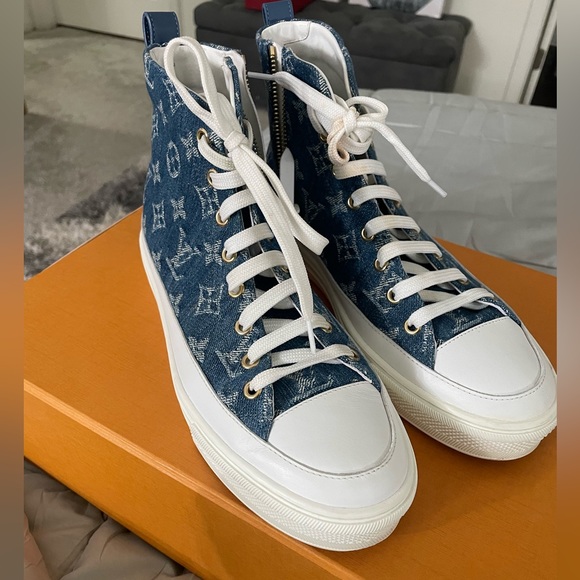 Louis Vuitton LV Stellar High Top Denim Blue Sneakers - Picture 2 of 7